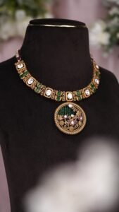 Emerald And Lotus Necklace - N139
