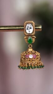 EMERALD AND LOTUS JHUMKAS - E140