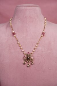 Sacred Pink Gem and Pearl chain - C073
