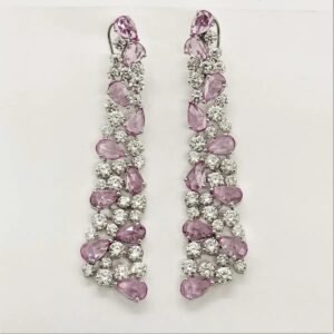 Aurora Pink Pear Diamond Dangle - E190