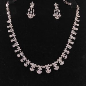 Luminous Floral Diamond Necklace & Earring Set - N197