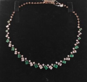 Emerald Gleam Diamond Halo Necklace - N199