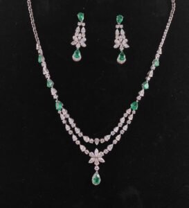 Verdant Sparkle Floral Necklace and earrings set- N204