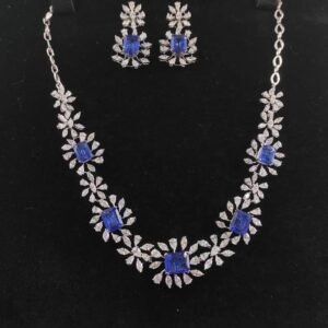 Azure Petal Diamond Necklace & Earring Set - N205