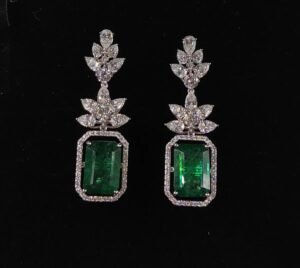 Green Gem Starlight Cascade Earrings - E206