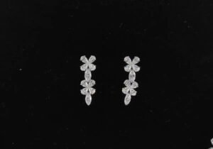 Onyx Bloom Emerald Dangles - E211